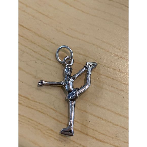 .925 Ice Skater Sterling Silver Jewelry Charm - Picture 1 of 3